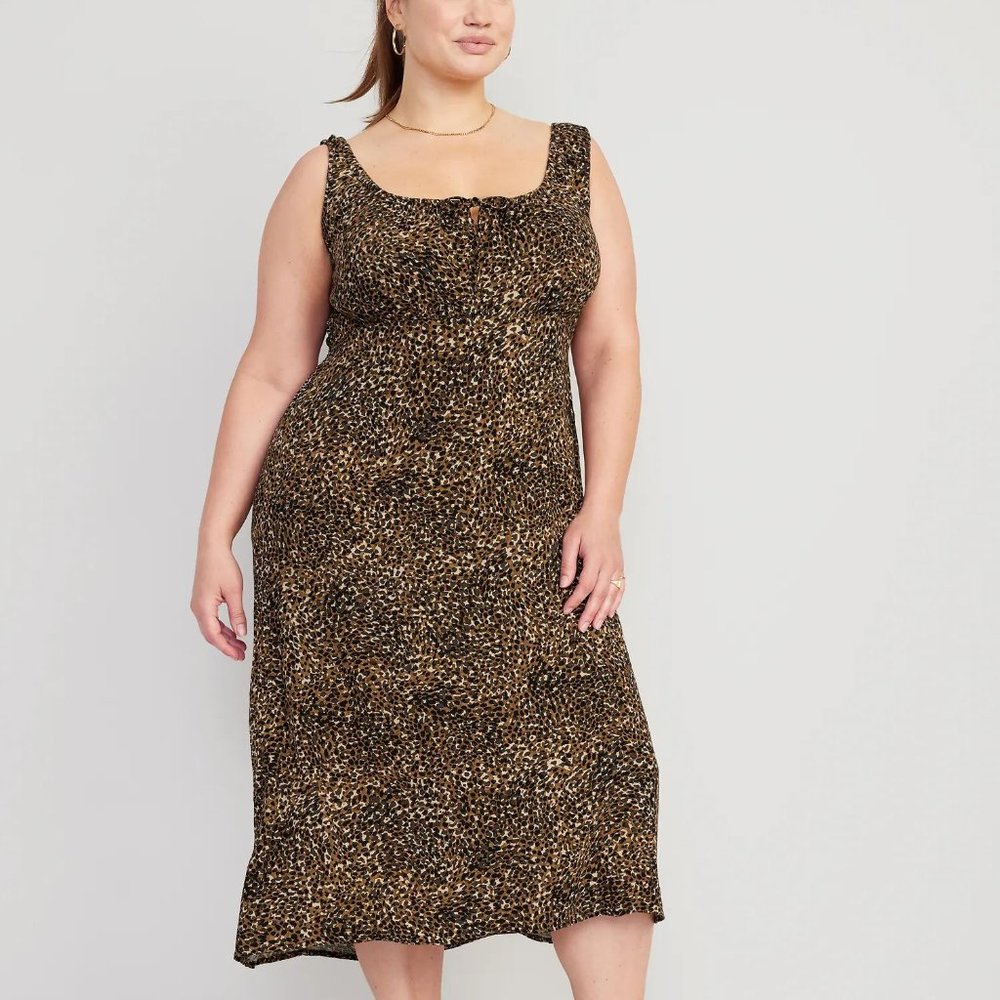 NWT Old Navy Waist-Defined Sleeveless Printed Crepe Midi Dress for Women - Picture 6 of 7